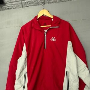 Playboy Golf Pullover Jacket Red White Mens Size M Quarter Zip Windbreaker